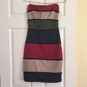 Strapless color block dress